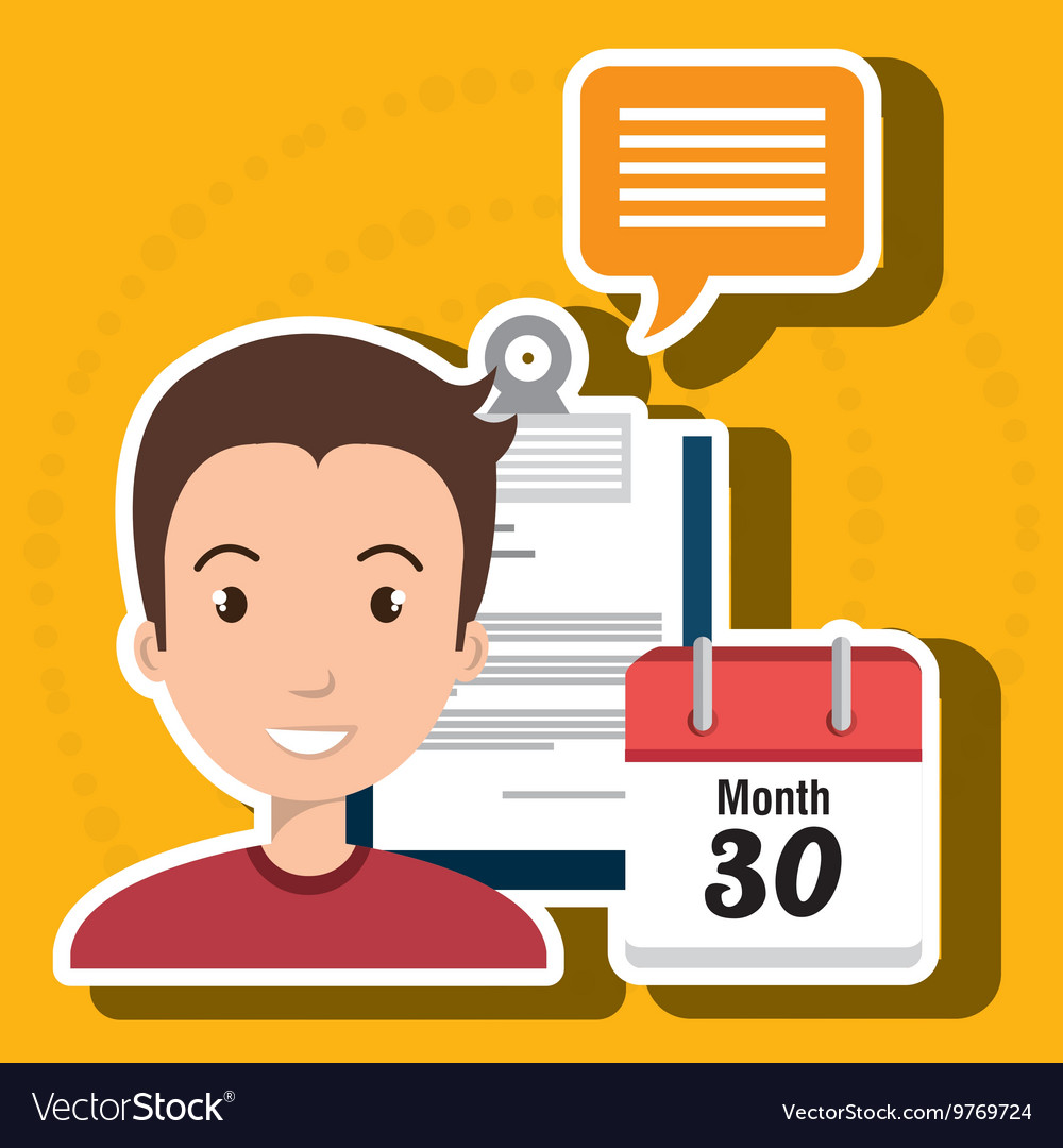 Man with papers isolated icon design