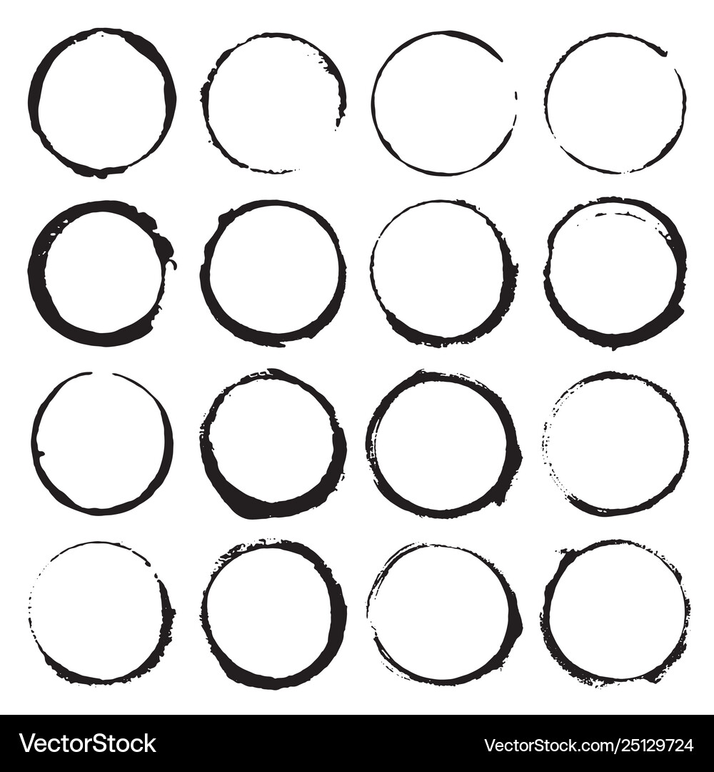 Round frames grunge textured hand drawn elements Vector Image