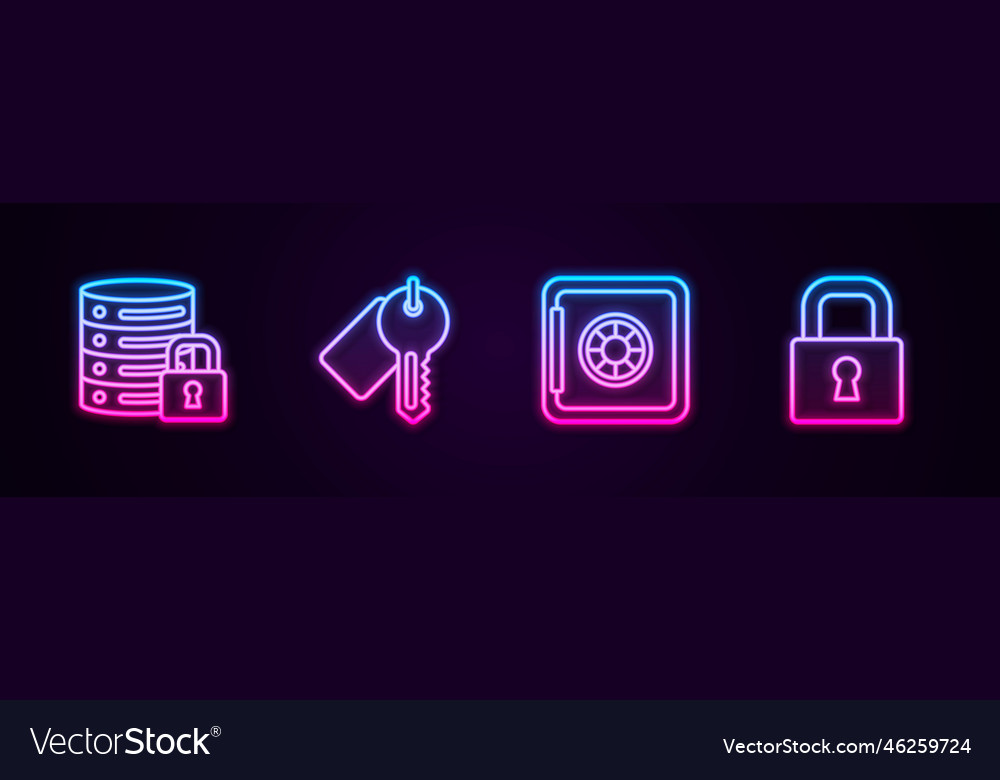 Set line server security with lock marked key vector image Set line server security with lock marked key