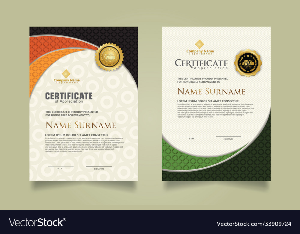 Set modern certificate template with realistic vector image Set modern certificate template with realistic
