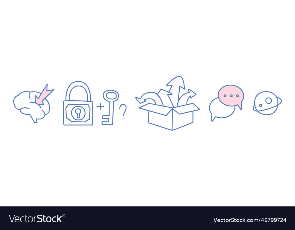 Simple creative process line icon and object