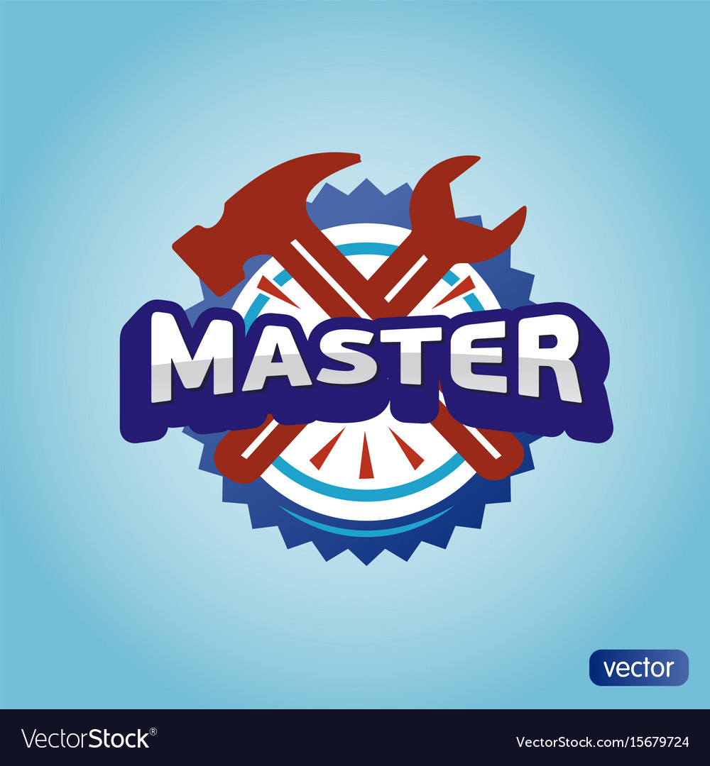 Text master hammer and wrench Royalty Free Vector Image