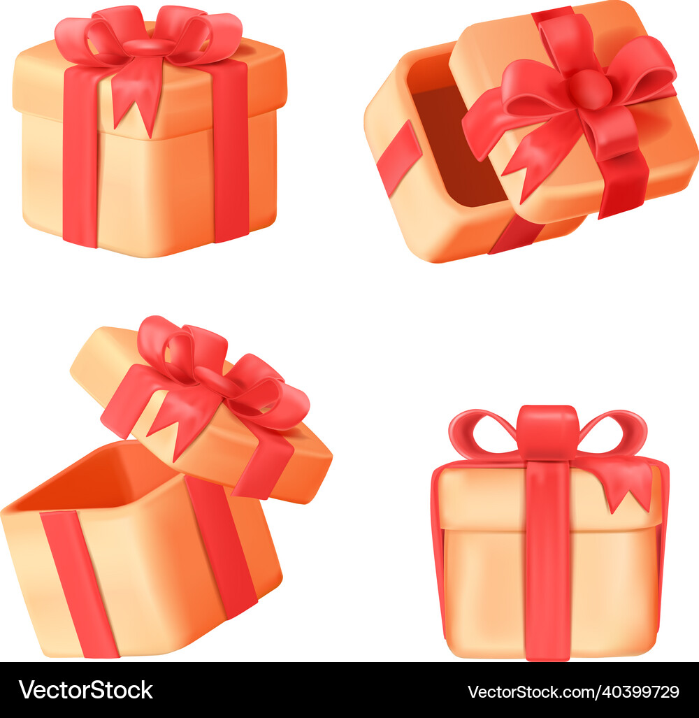 3D Gift Box with Ribbon Royalty Free Vector Image