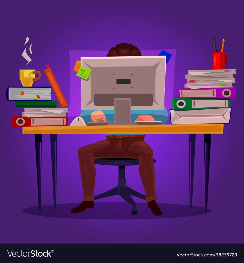A man working on computer Vector Image A man working on computer