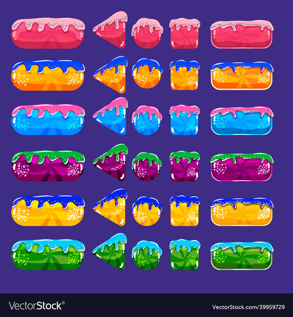 Big set of game interface button color