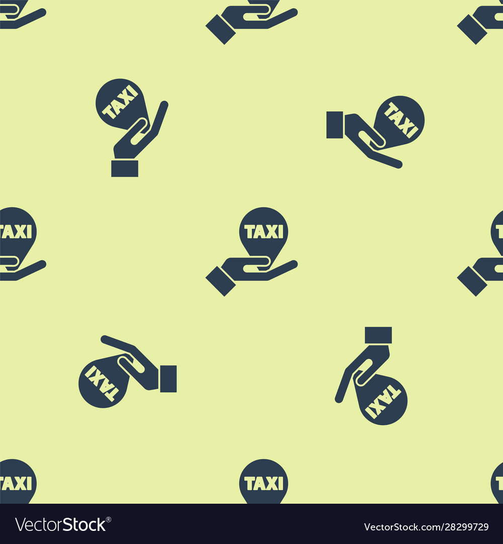 Blue hand on map pointer with taxi icon isolated vector image Blue hand on map pointer with taxi icon isolated