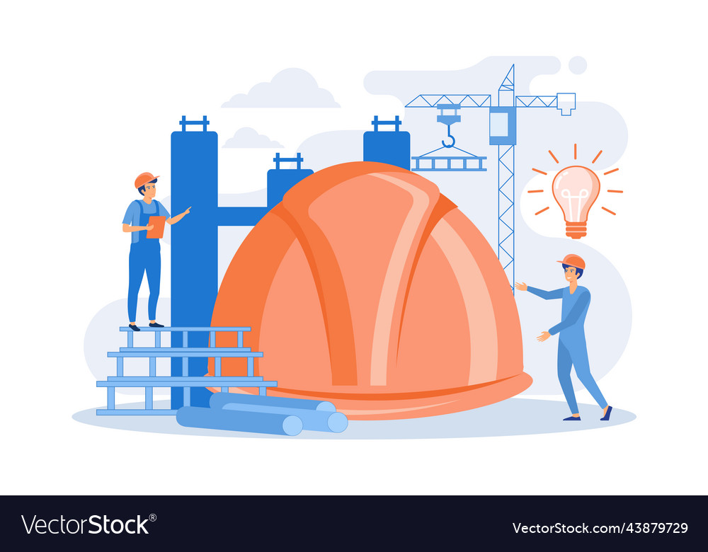 Building engineers using smart materials vector image Building engineers using smart materials
