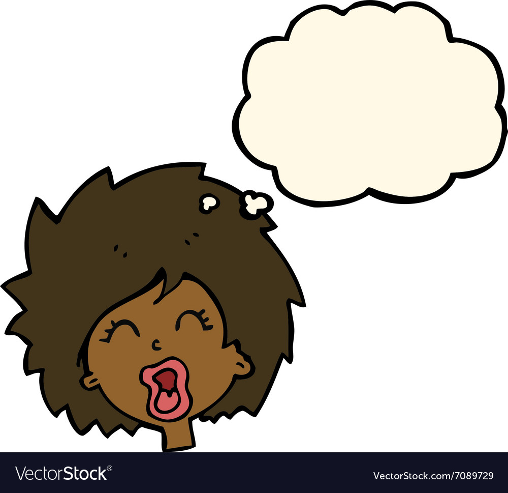 Cartoon woman screaming with thought bubble Vector Image