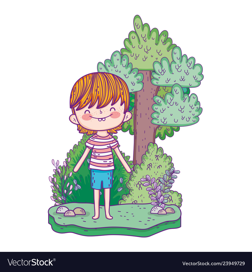 Cute little boy in the landscape