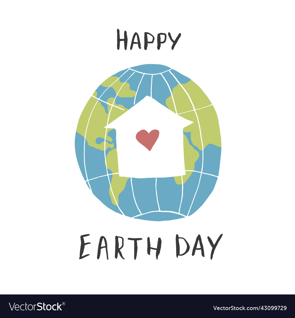 Earth day celebration greeting card happy