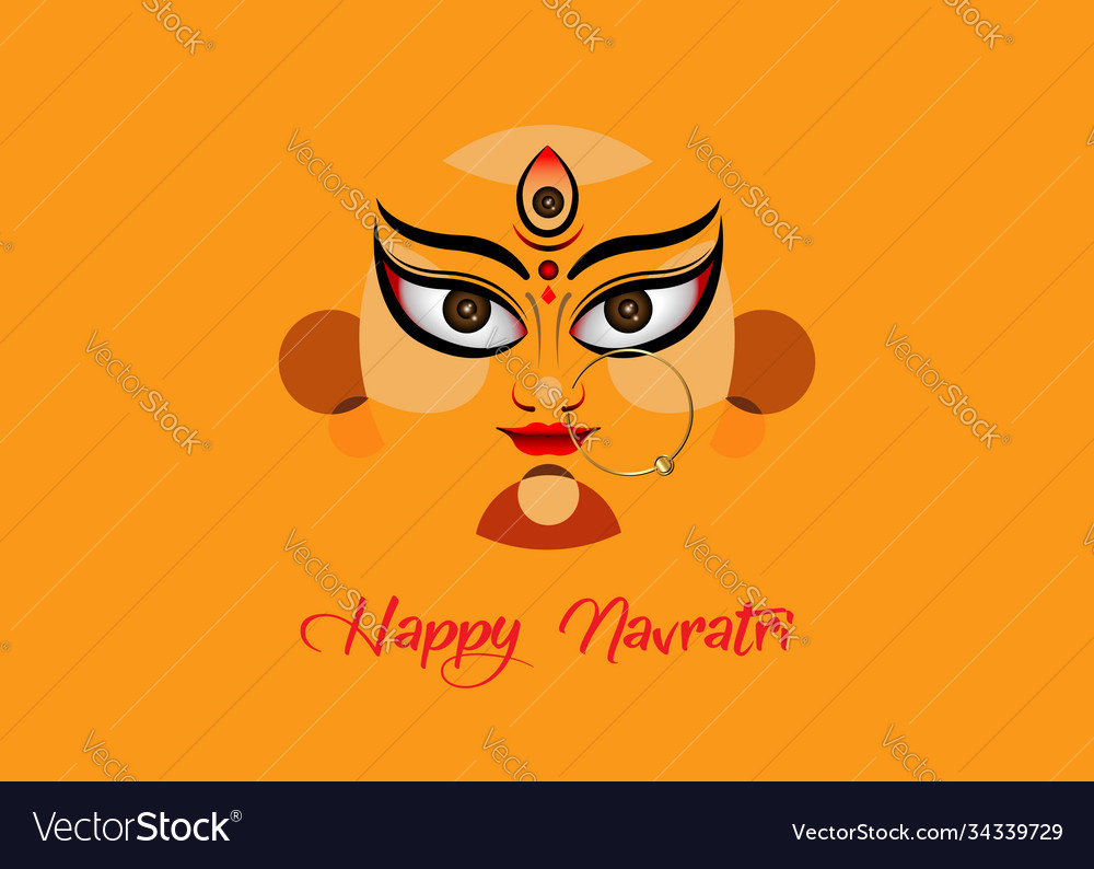 Happy navratri goddess face in durga puja Vector Image