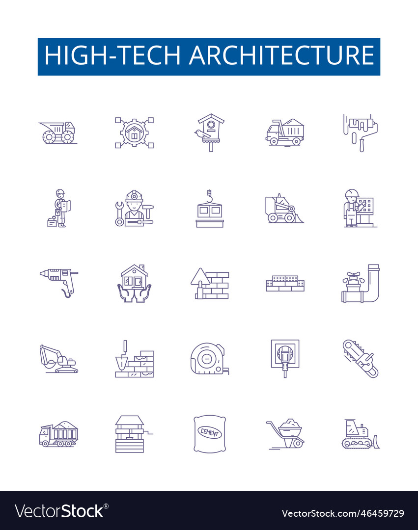 High-tech architecture line icons signs set vector image High-tech architecture line icons signs set