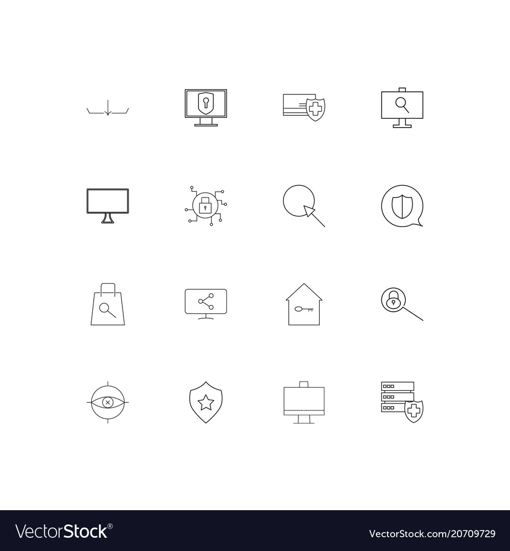 Internet security simple linear icons set