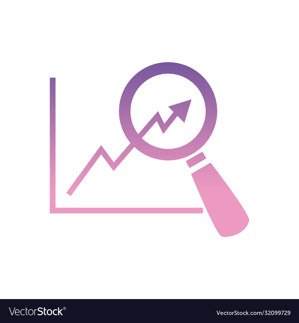 Lupe with arrow increase chart gradient style icon