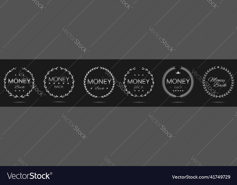 Money back grey laurel wreath label set