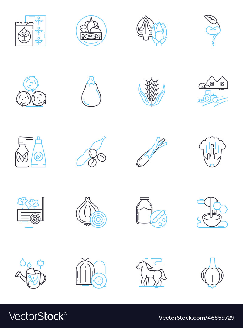 Natural homestead linear icons set sustainability Vector Image