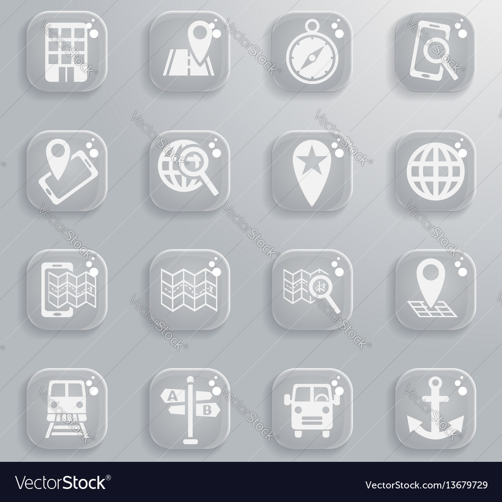 Navigation transport map icon set