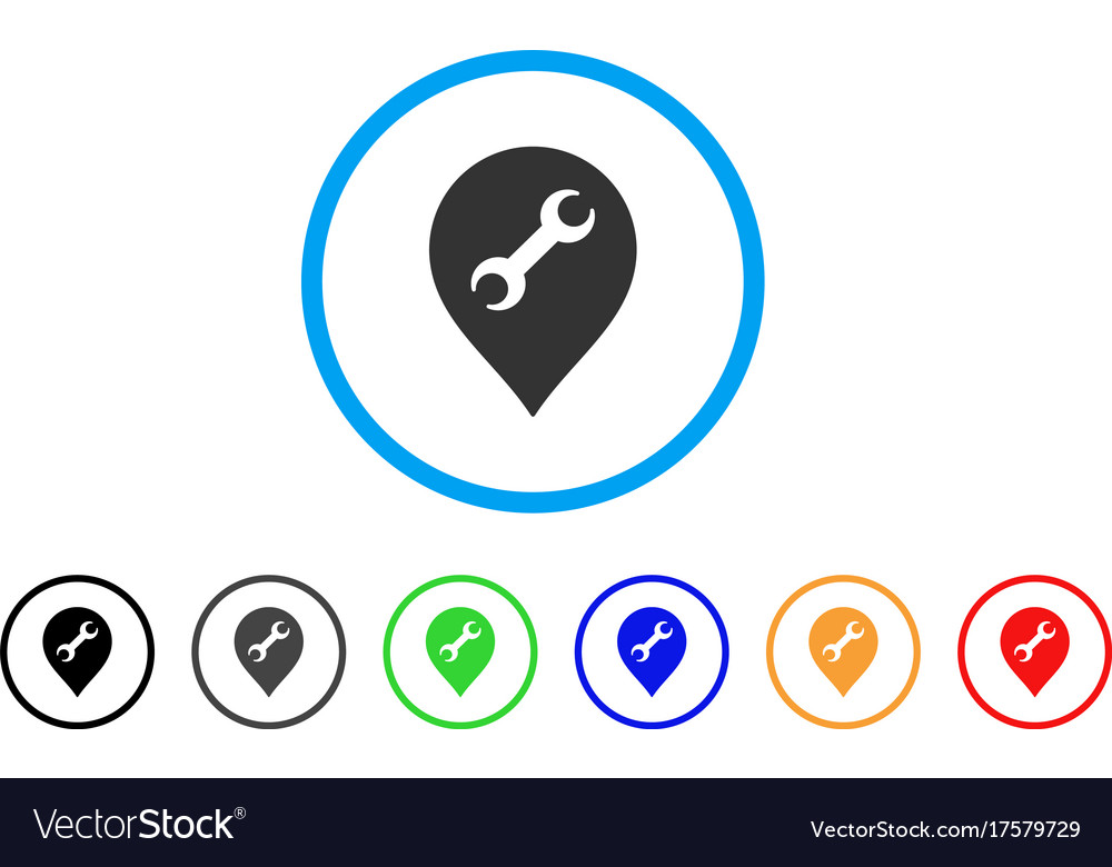 Repair wrench marker rounded icon