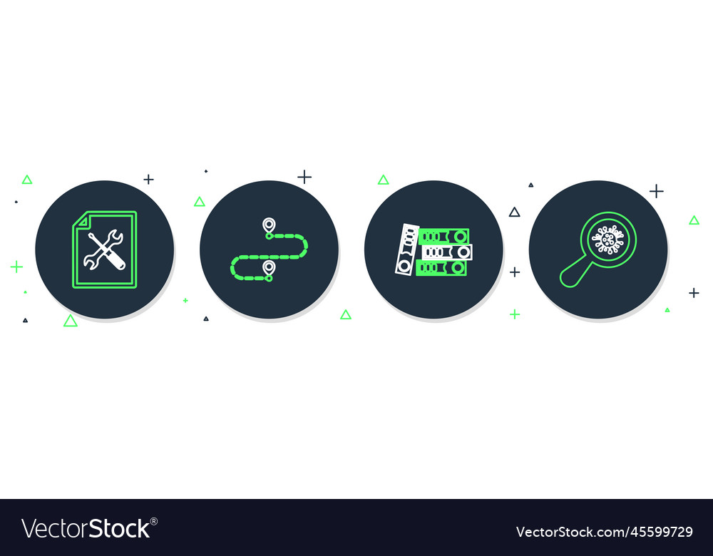 Set line route location office folders file vector image Set line route location office folders file