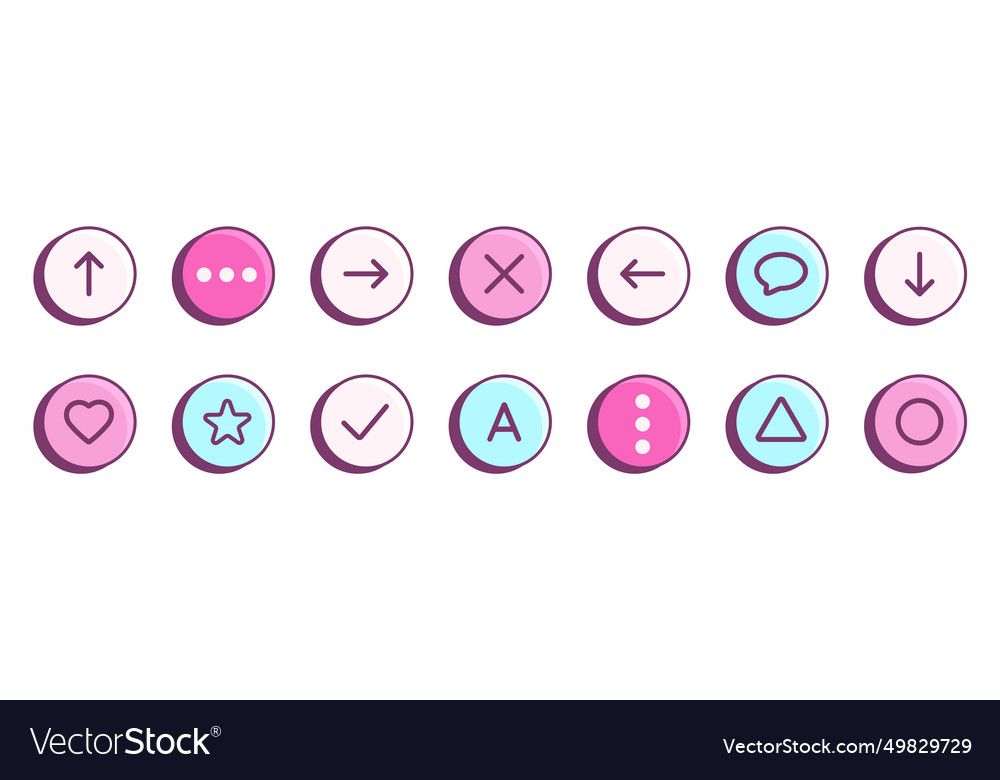 Set of retro buttons with signs and symbols