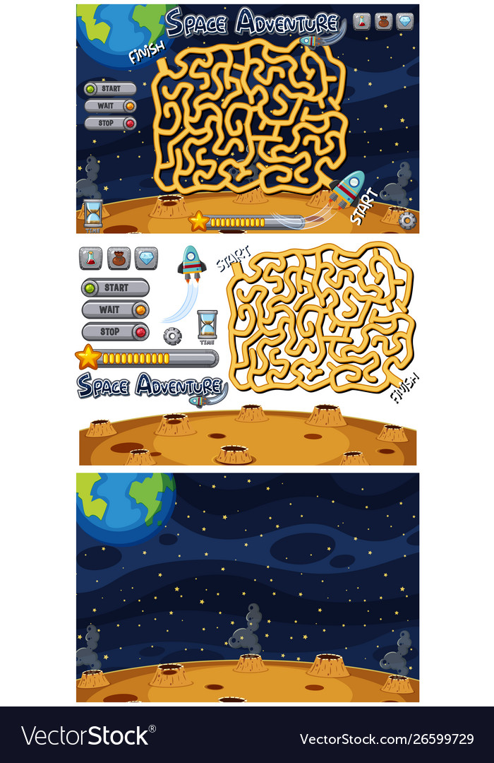 Set puzzle game on space background vector image Set puzzle game on space background