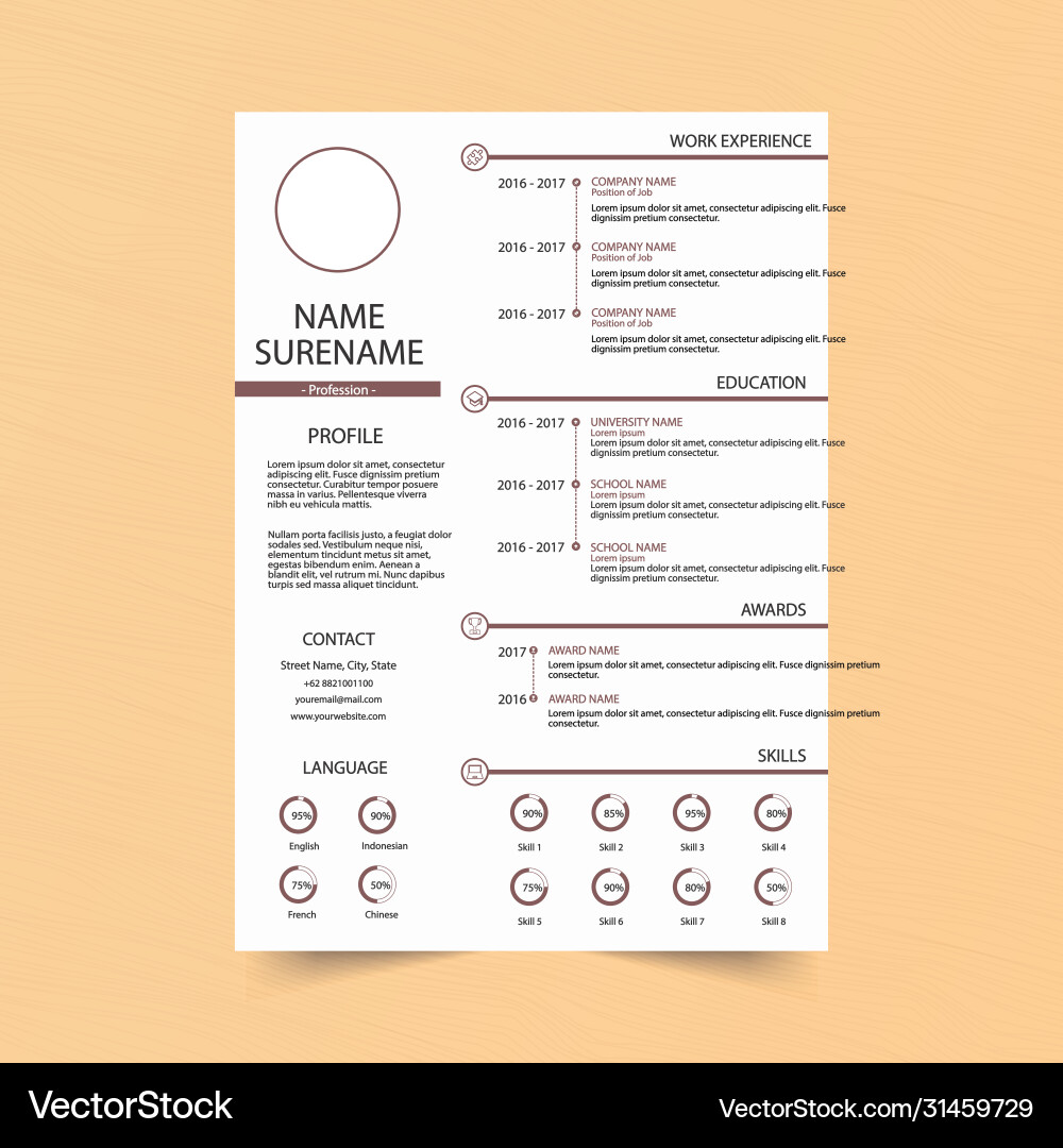 Simple curriculum vitae design Royalty Free Vector Image