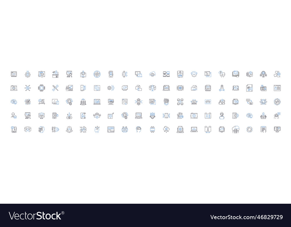 Writing composition line icons collection
