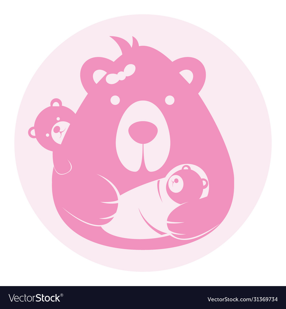 Bear mom mother with baby logo silhouette head