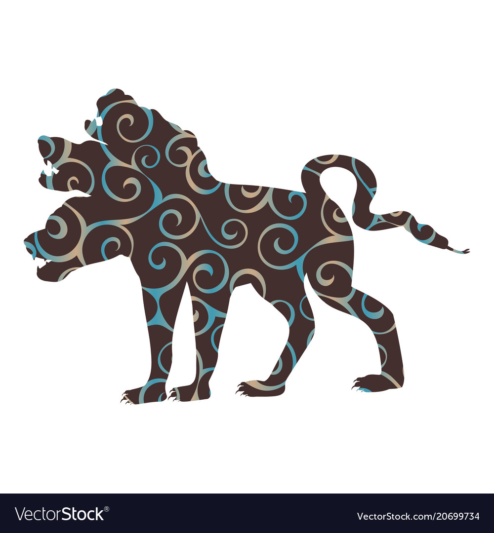 Cerberus dog pattern silhouette ancient mythology