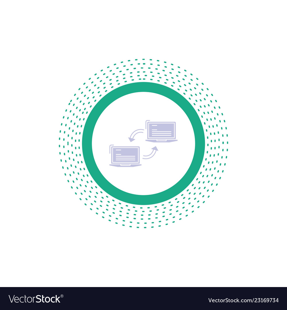 Computer connection link network sync glyph icon vector image Computer connection link network sync glyph icon
