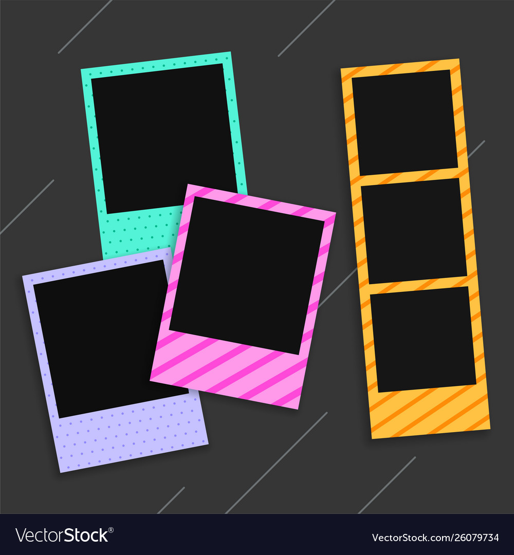 Empty photo frames on black background
