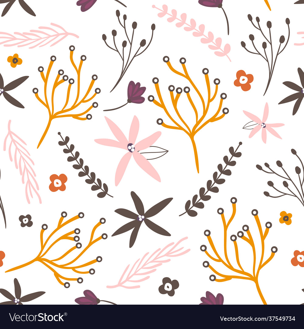 Floral seamless pattern with flowers branches vector image Floral seamless pattern with flowers branches