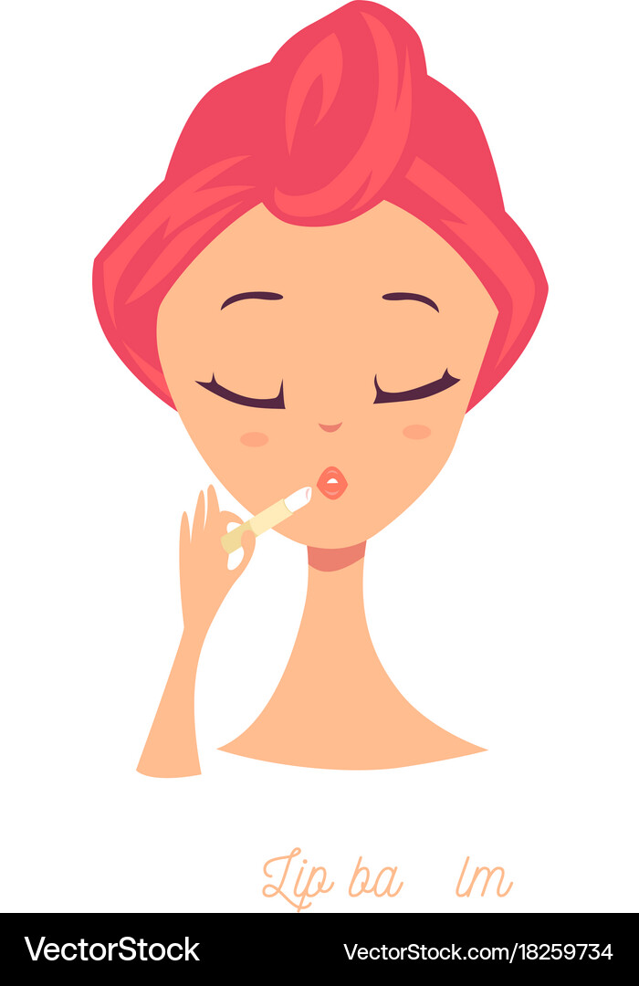 Girl appyling lip balm Royalty Free Vector Image