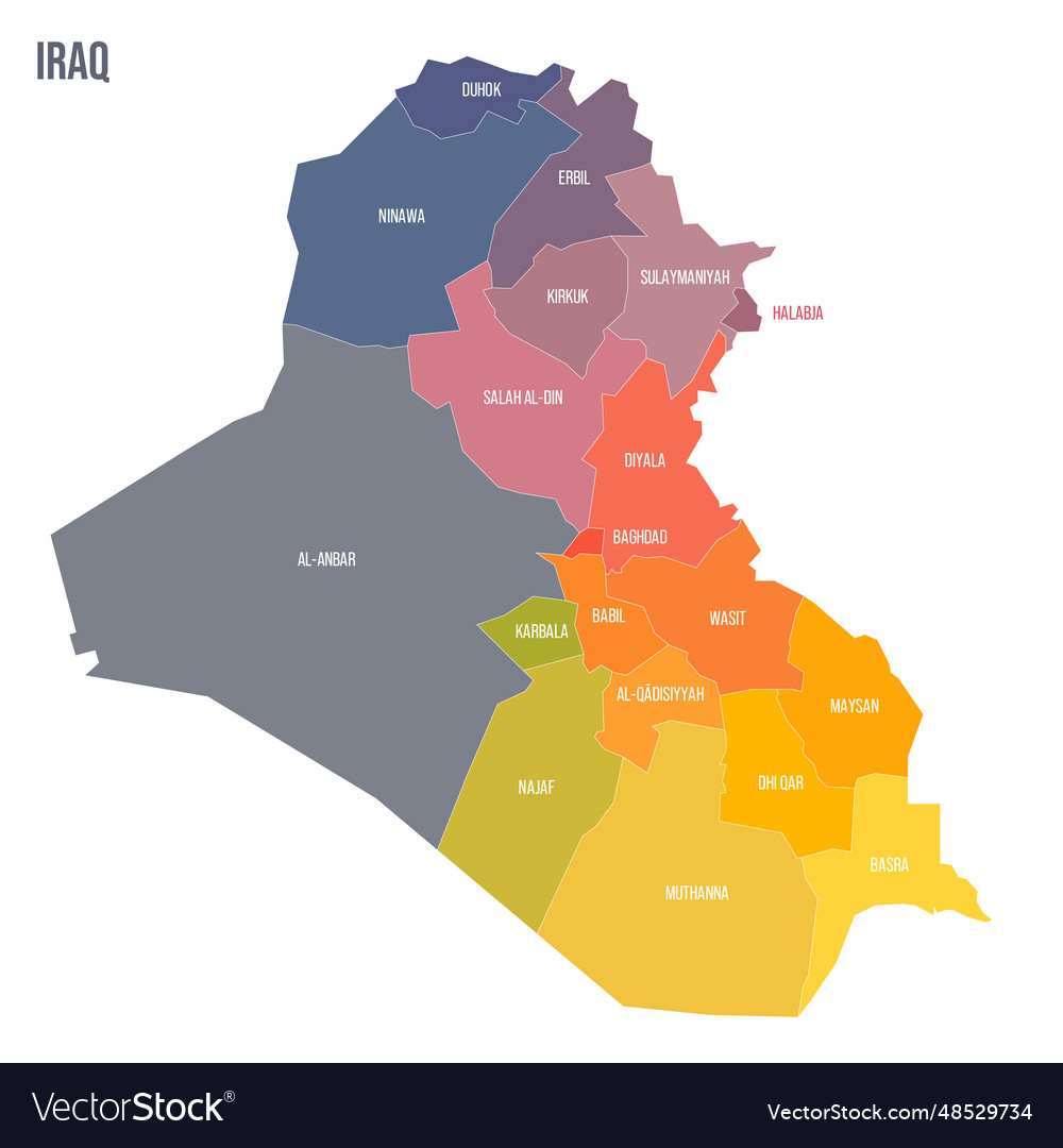 Iraq political map of administrative divisions Vector Image