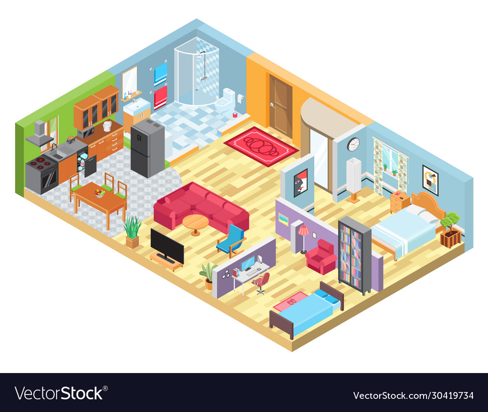 Isometric apartment layout room interior in Vector Image