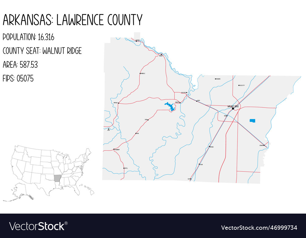 Map of lawrence county in arkansas usa