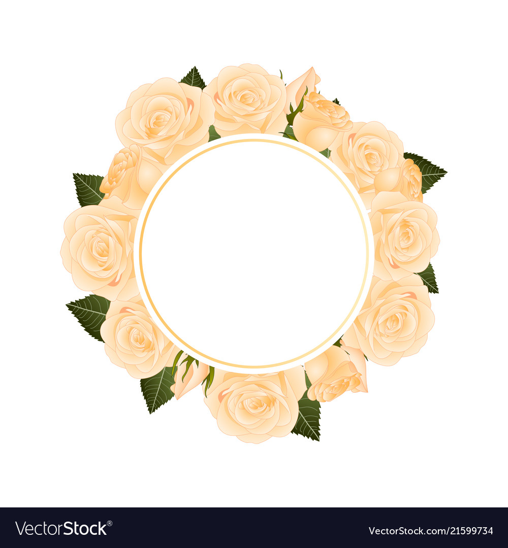 Orange rose flower banner wreath Royalty Free Vector Image