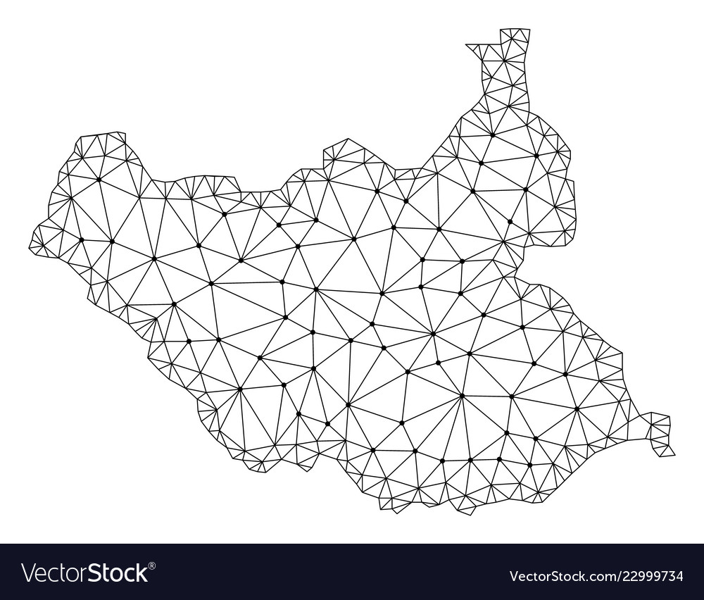 Polygonal 2d mesh map of south sudan Royalty Free Vector