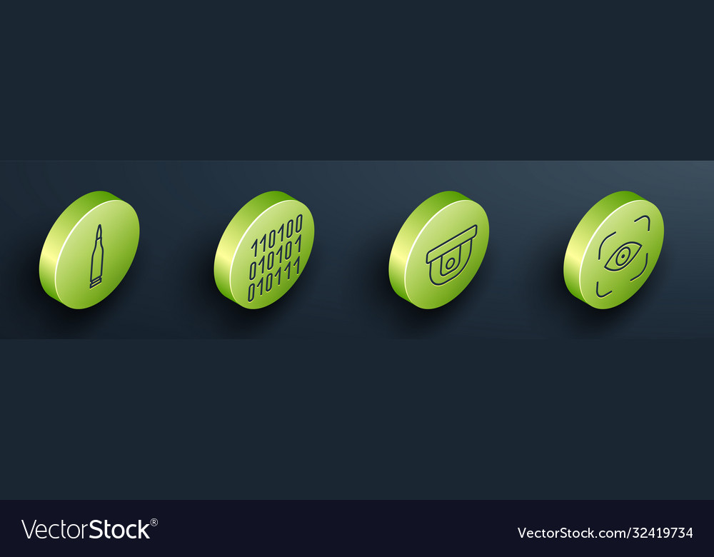 Set isometric bullet binary code motion sensor vector image Set isometric bullet binary code motion sensor