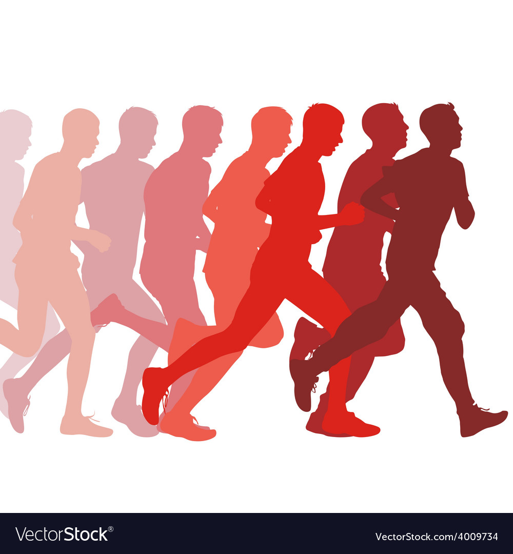 Set of silhouettes runners on sprint men