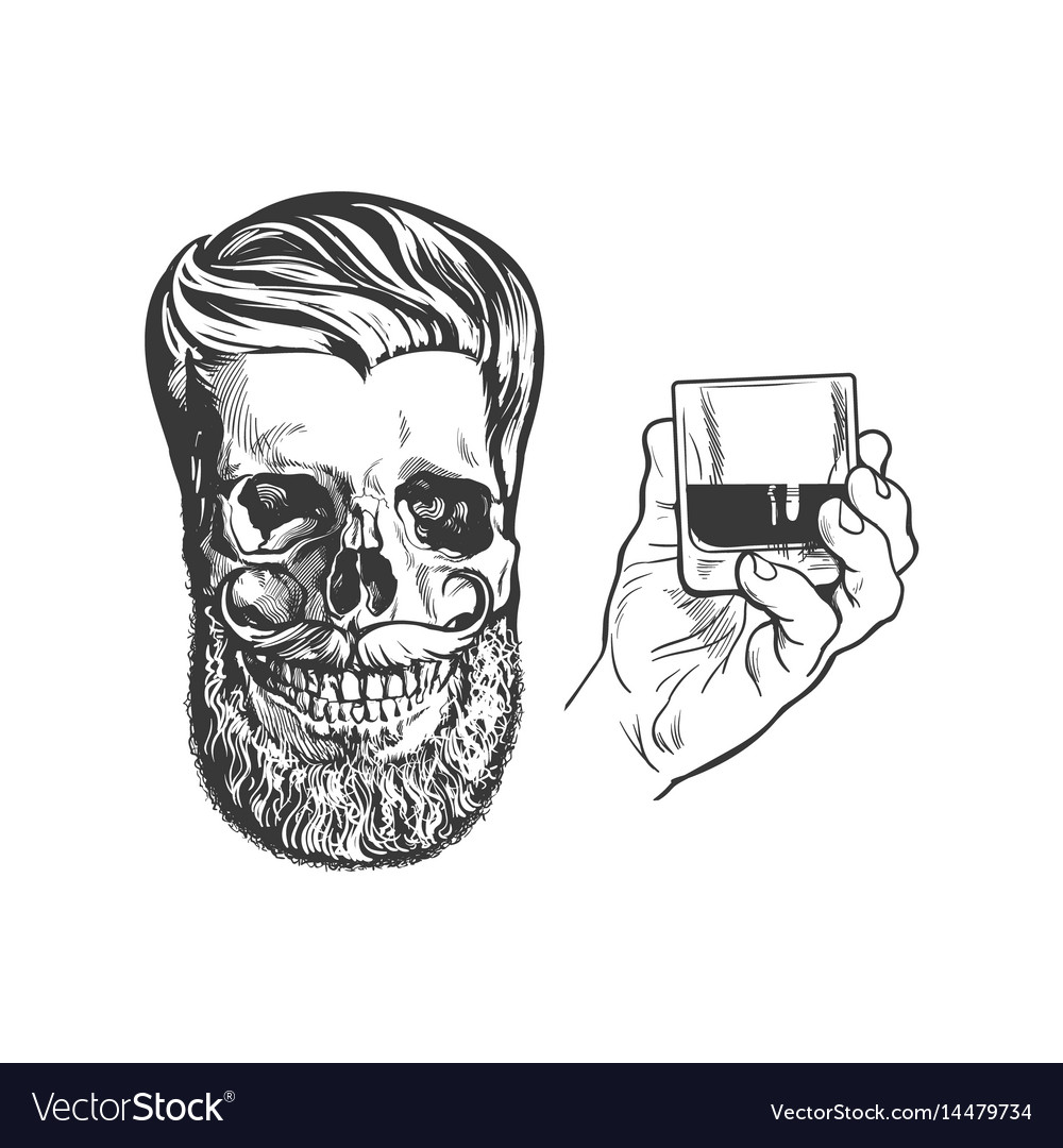 Skull with Whiskey Shot