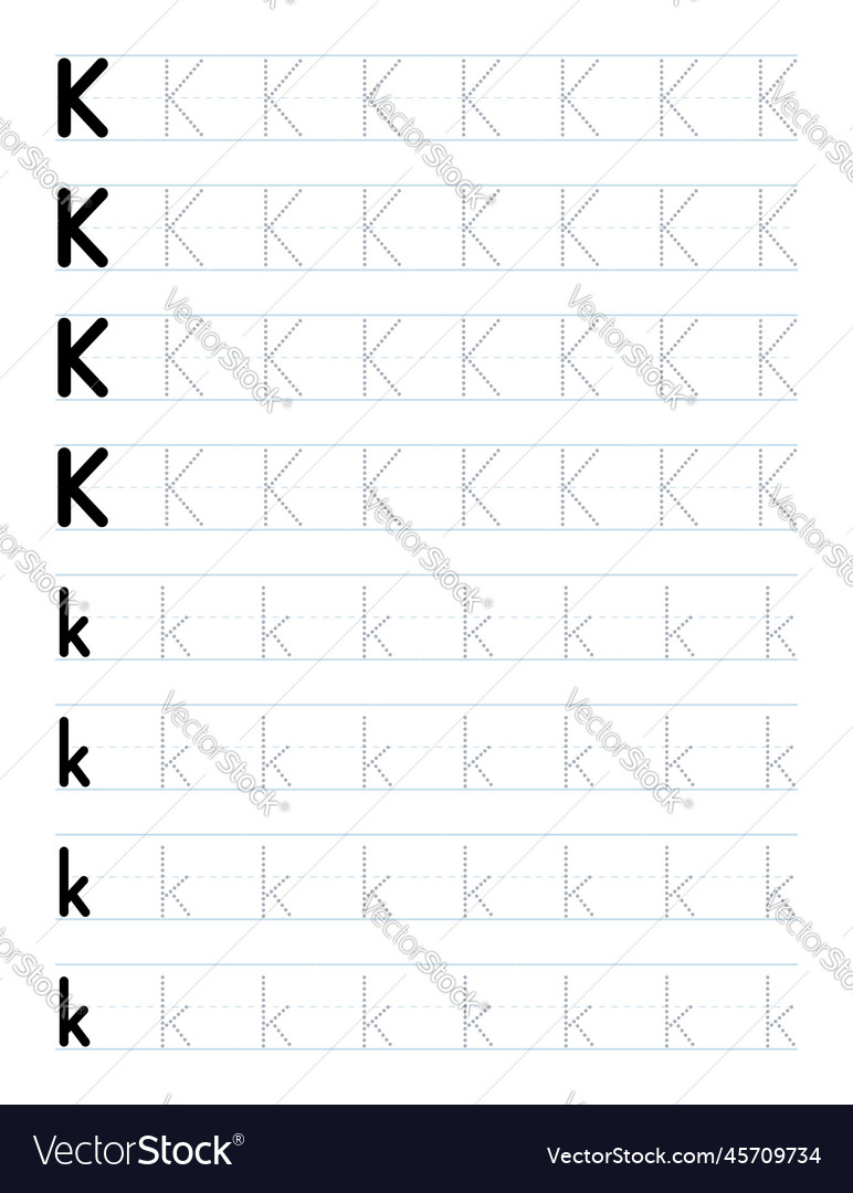 Tracing letter k worksheet for preschool