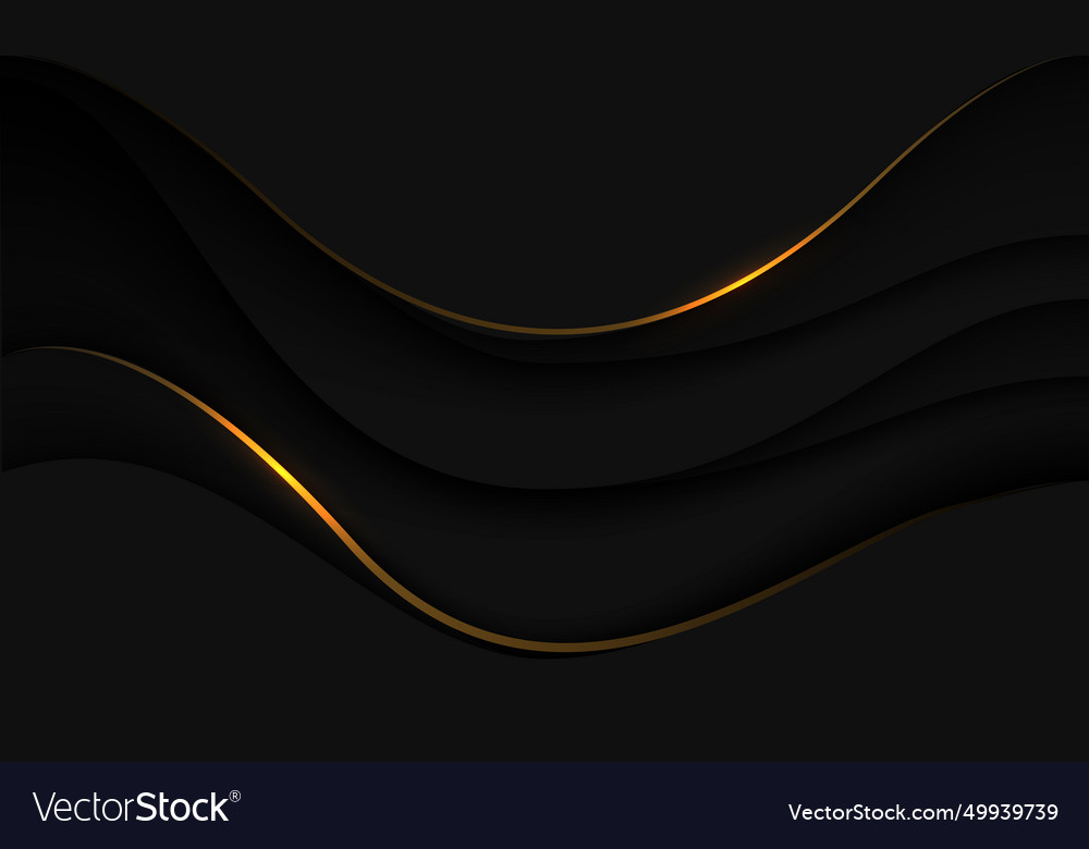 Abstract gold line curve on black shadow overlap