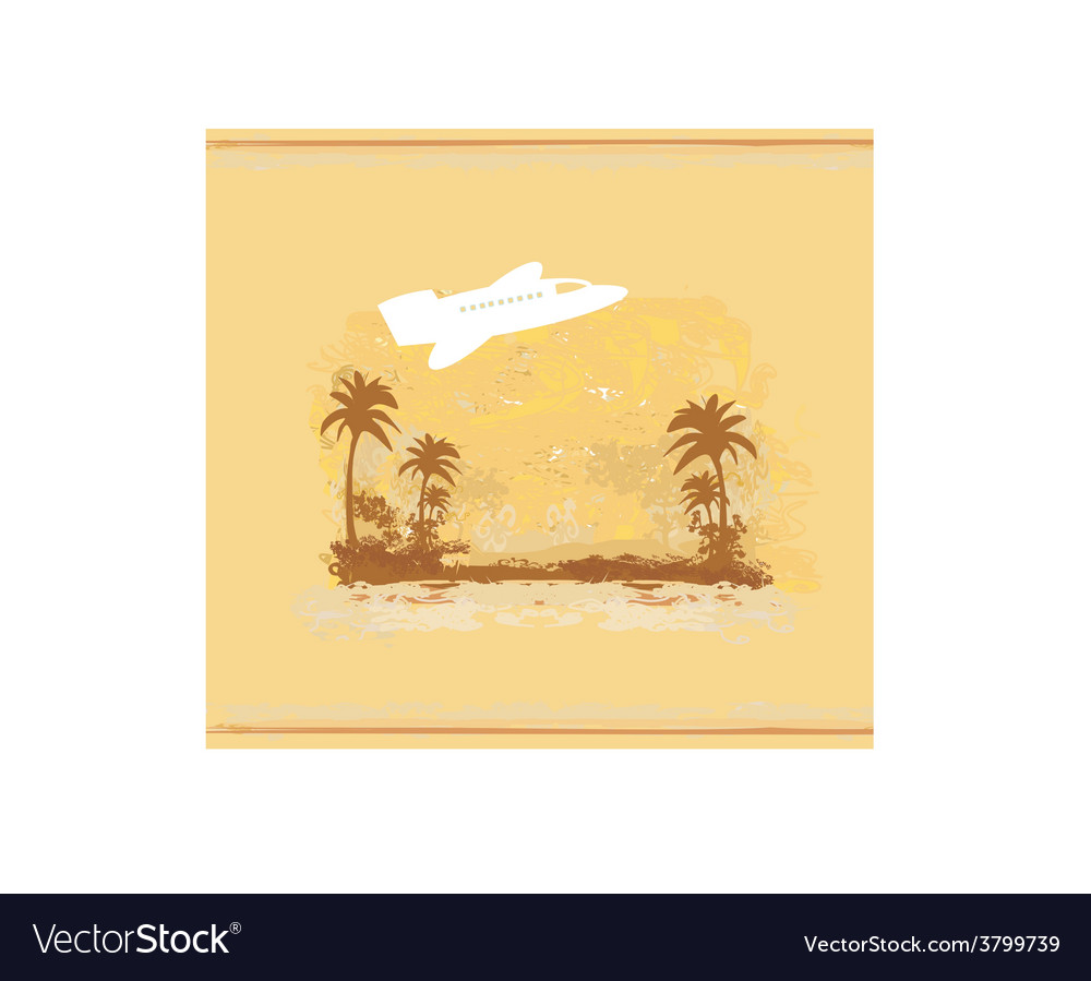 Flugzeug mit Palme von Tropen Hintergrund