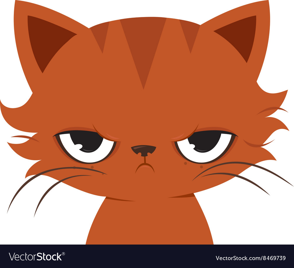 Cute Cartoon Angry Cat