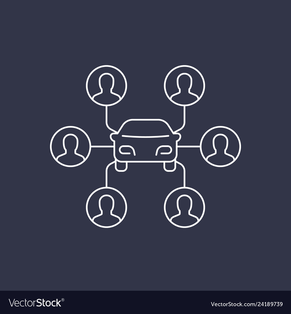 Carsharing icon carpooling linear vector image Carsharing icon carpooling linear