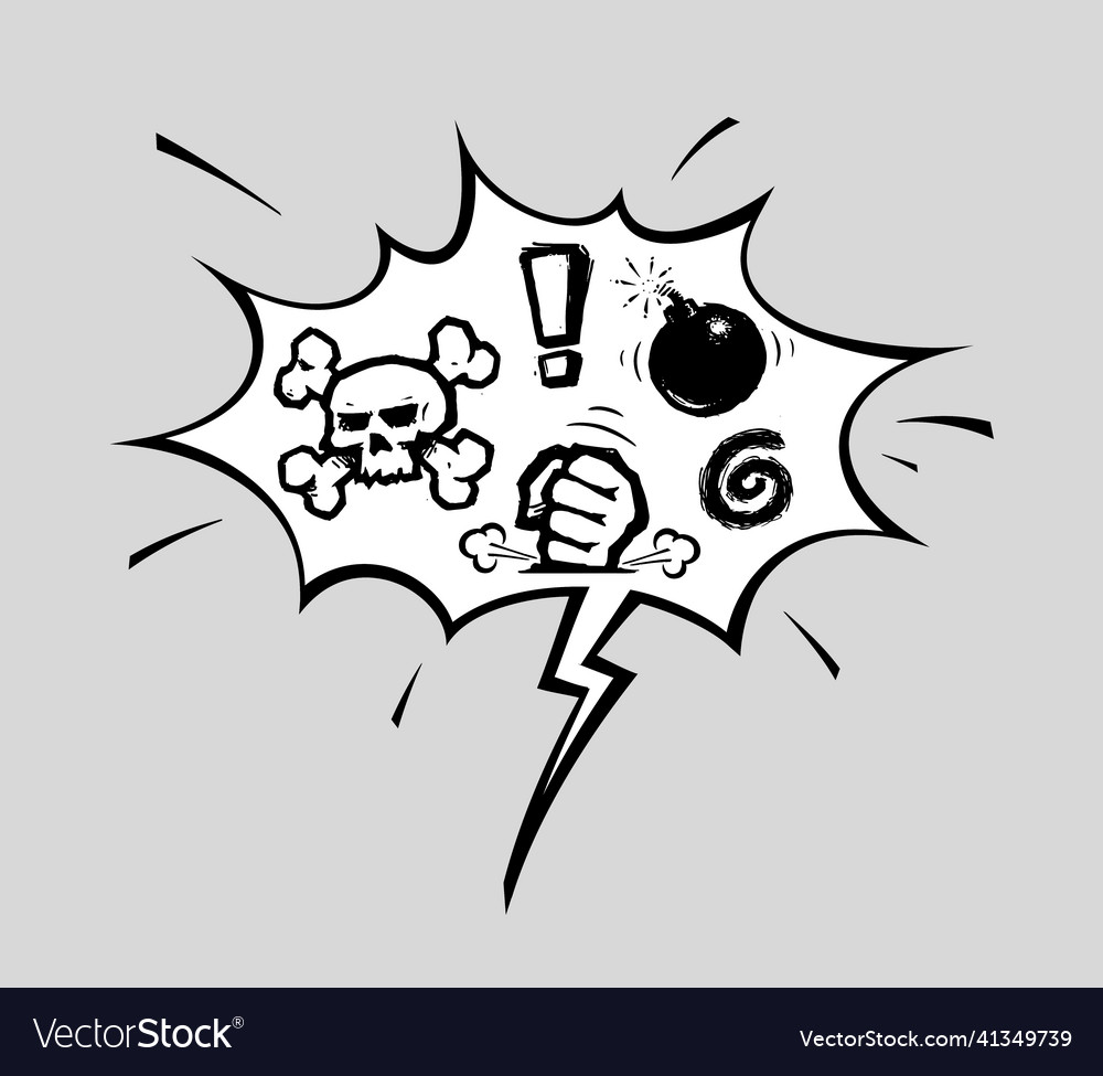 Comic curse speech bubble - scull bones fist Vector Image