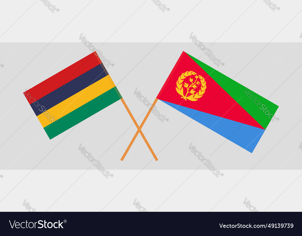 Crossed flags of eritrea and mauritius official