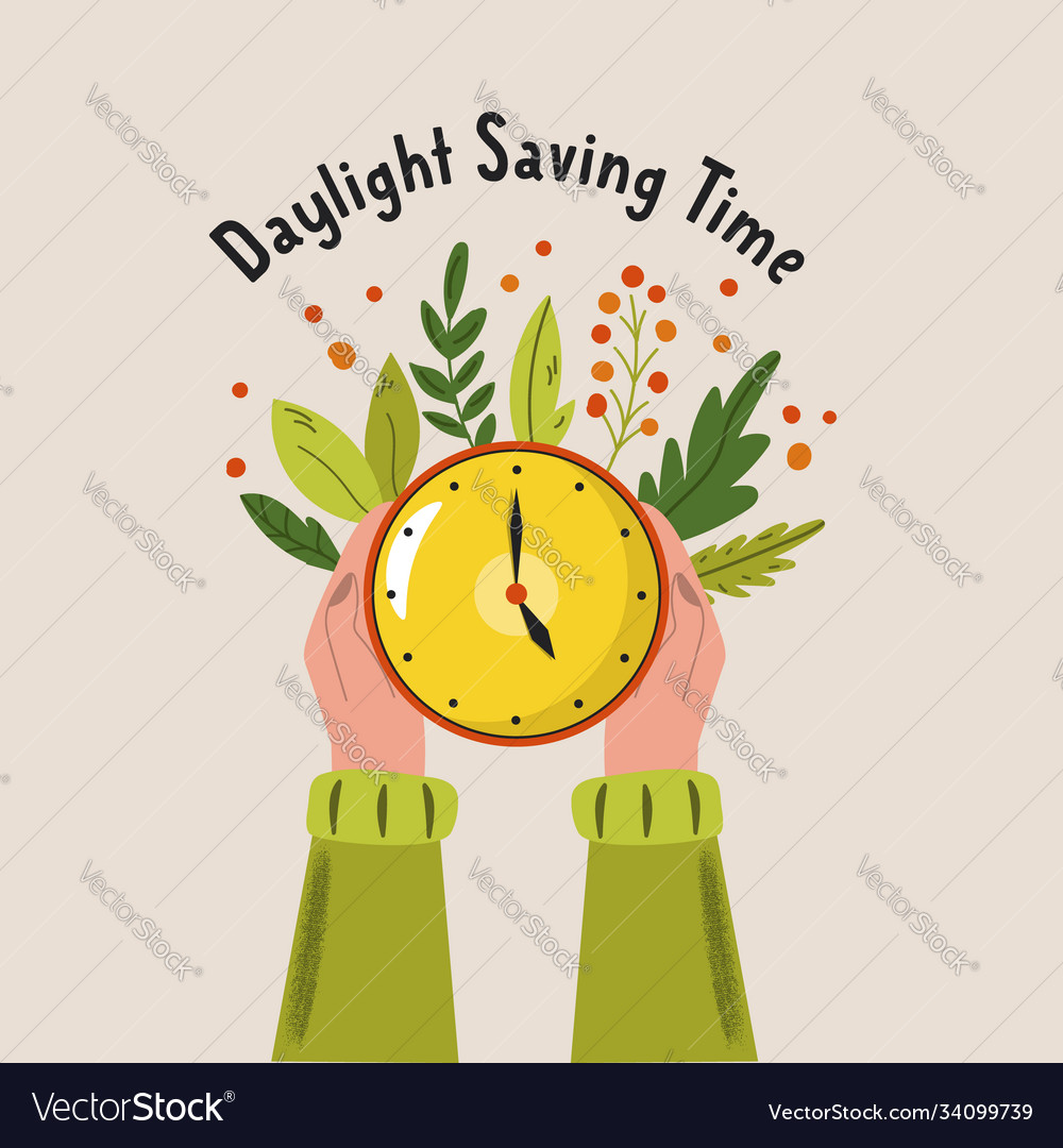 Daylight saving time abstract design with hands Vector Image