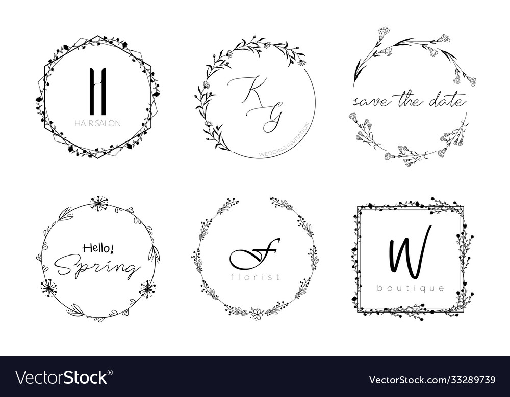 Floral wreath minimal design vector image Floral wreath minimal design
